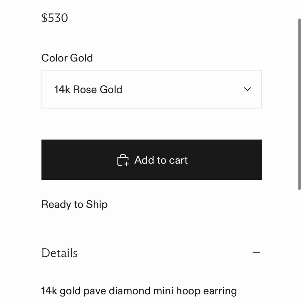 Jacquie Aiche Fine Jewelry Pave Diamond Mini Hoop Earring $530 Rose Gold single - Picture 11 of 14